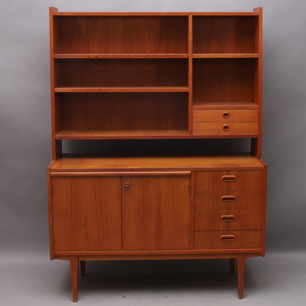 BOOKSHELF, with writing section, teak, 1950s/60s.