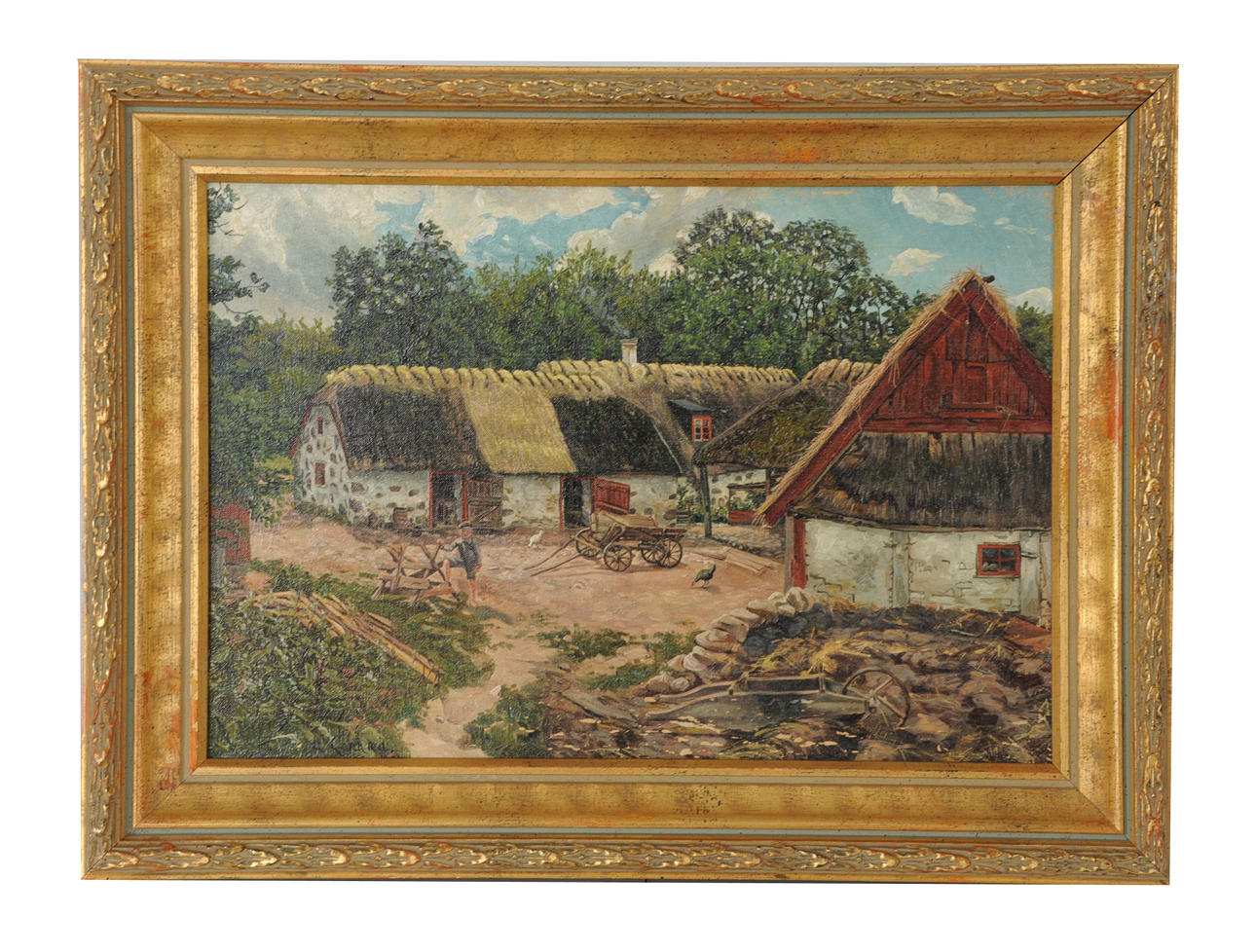 OKÄND KONSTNÄR. Lantgård. Olja på duk, signerad E Conrad ? 1917.