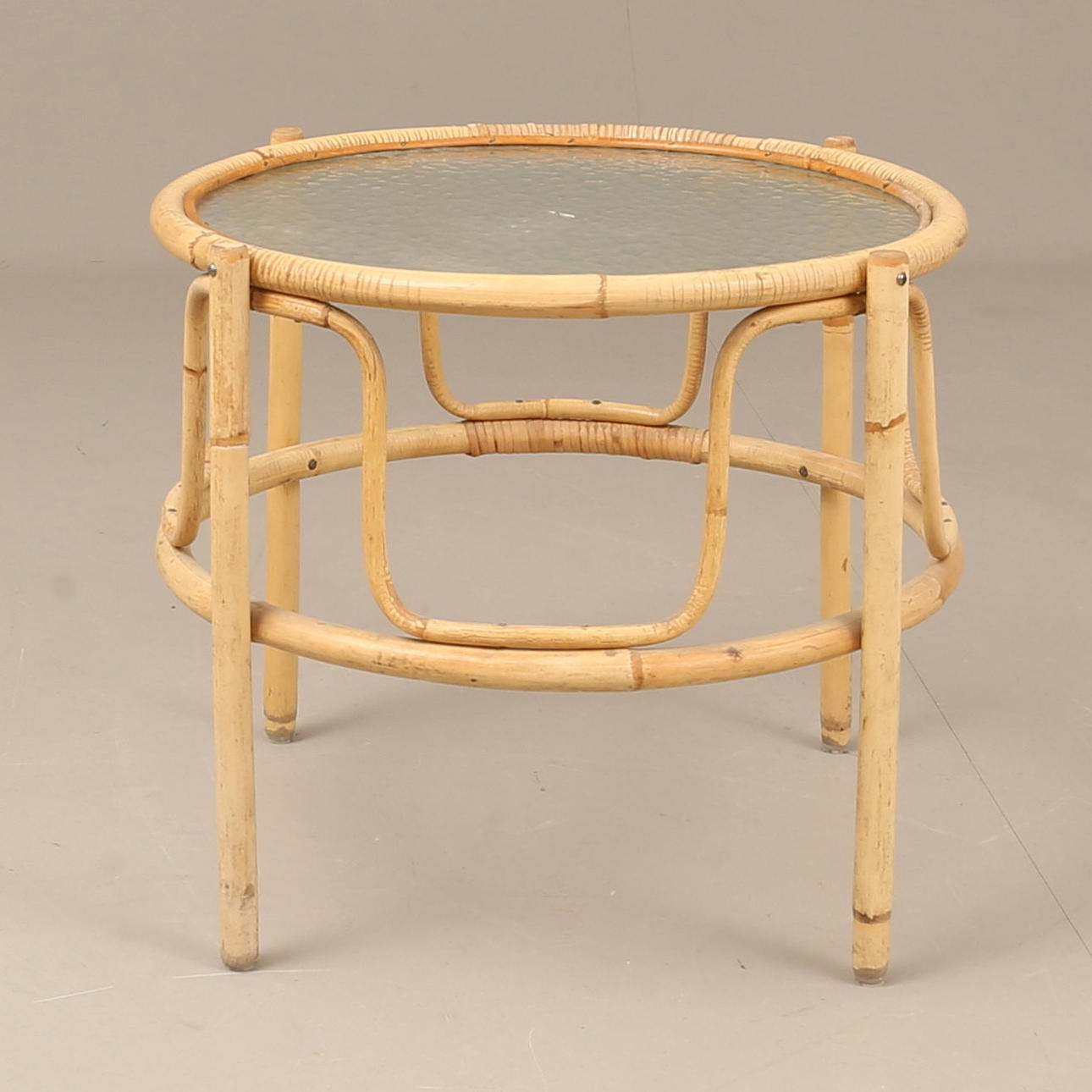 COFFEE TABLE, rattan with glass.