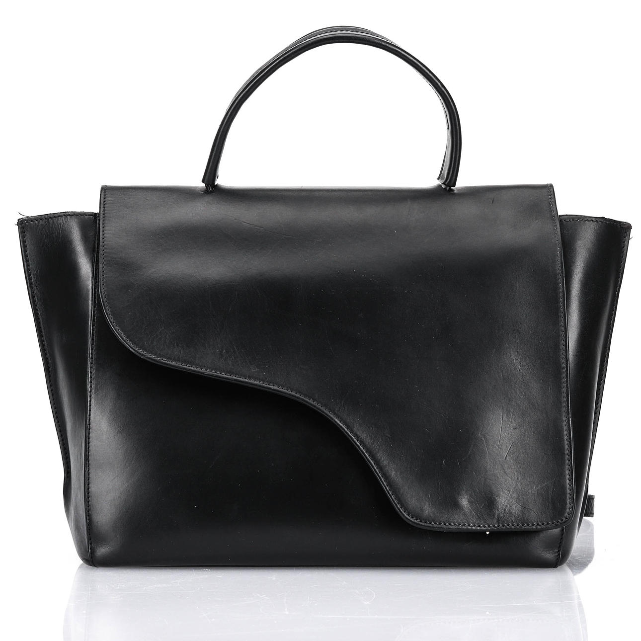 HANDBAG, black leather, ATP Atelier.