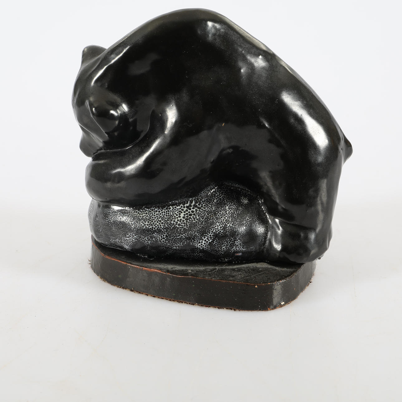 J.E ROSBERG. Sculpture, Bear on stone.