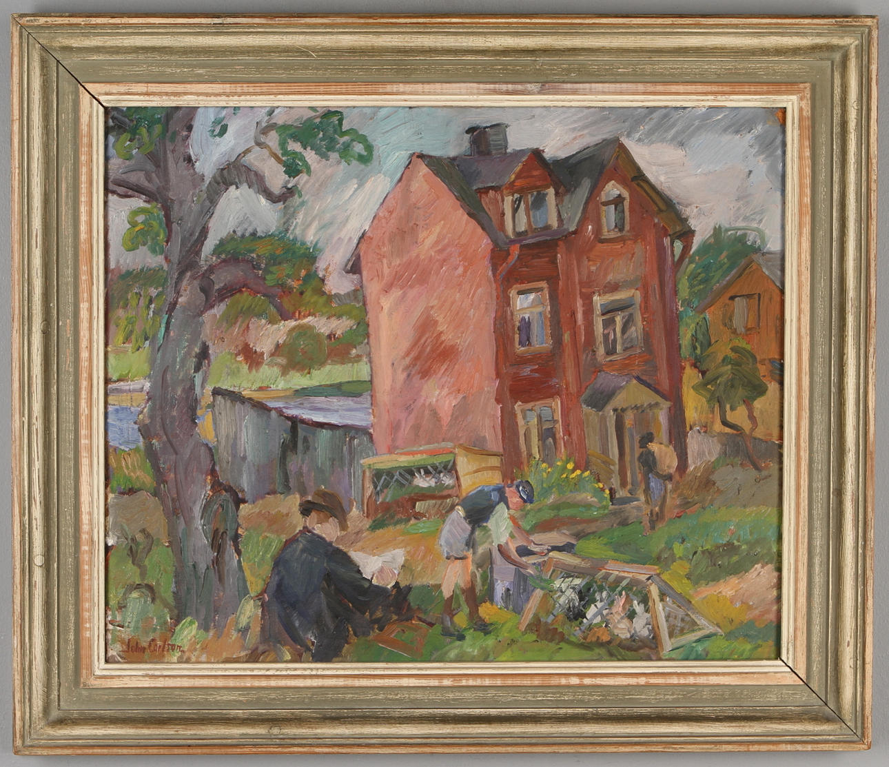 JOHN CARLSON. olja på pannå, signerad.