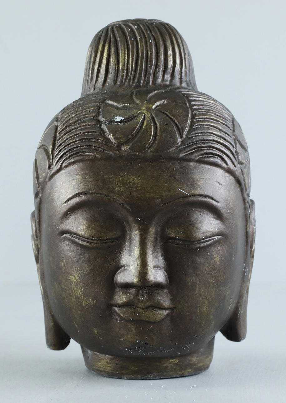 SKULPTUR, Buddhakopf, Stein, Asien, 20.