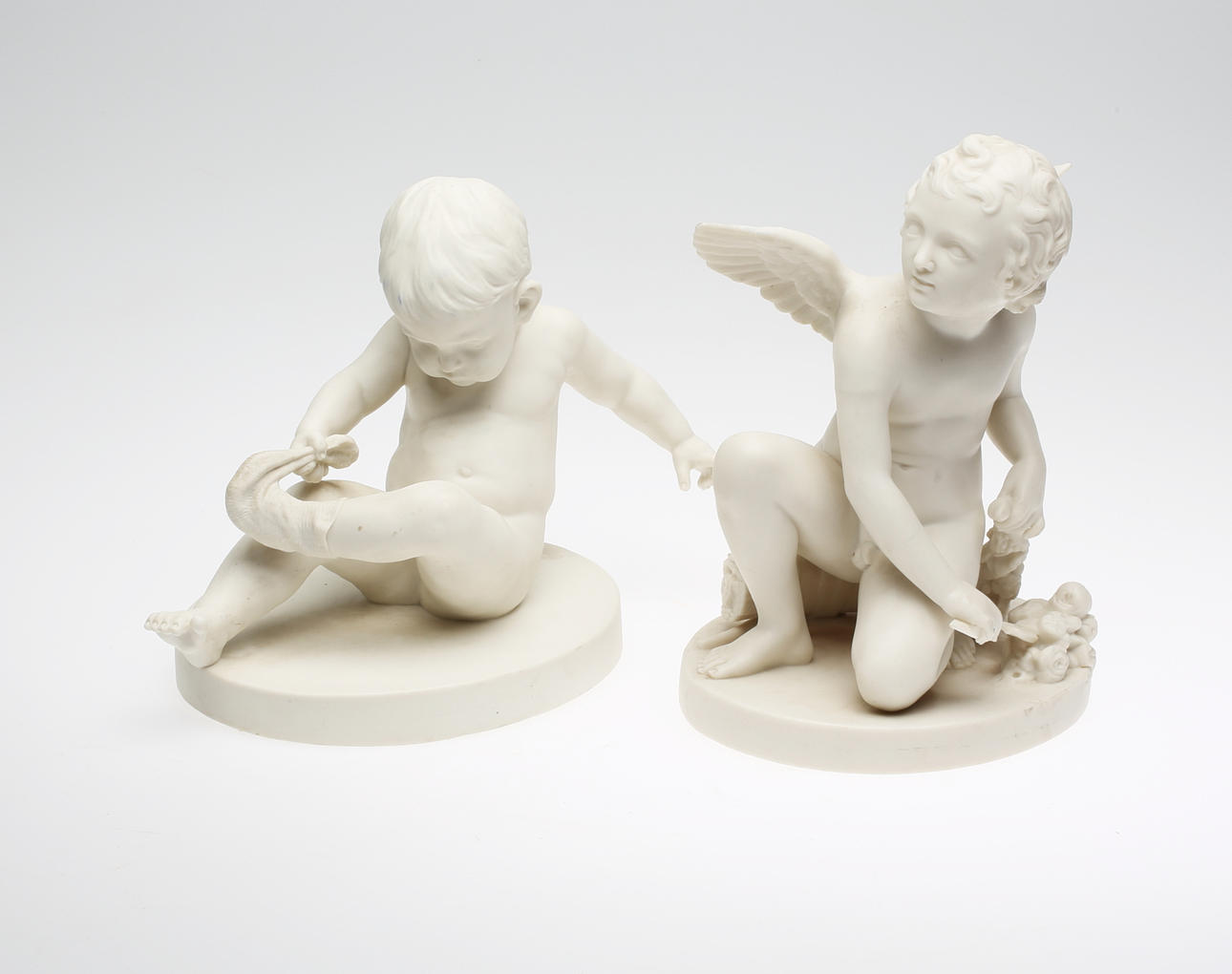 FIGURINER, 2 st, Gustavsberg, 1890-tal, Parian.