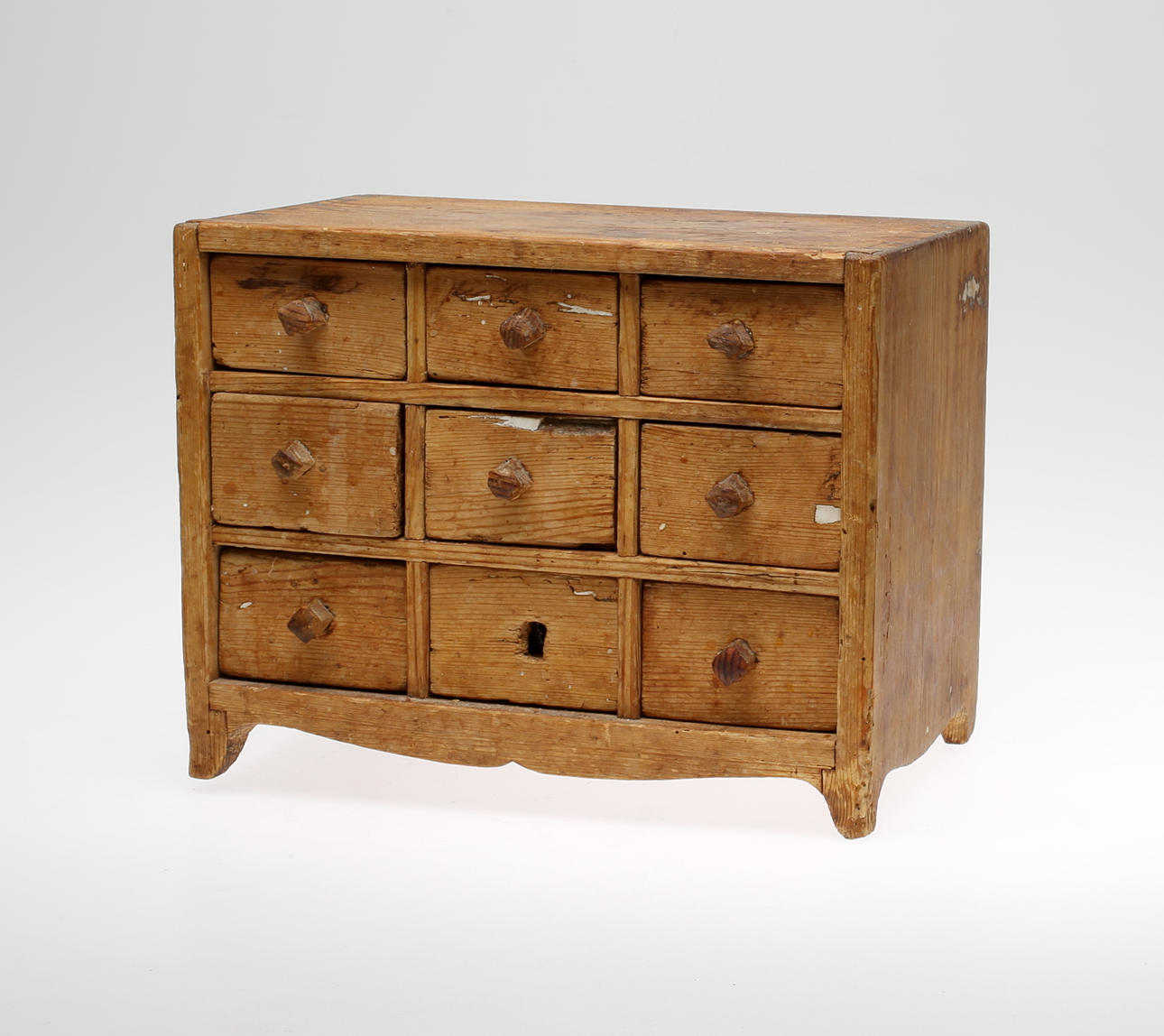 MINIATYRBYRÅ, 9 lådor, 1700/18-tal.