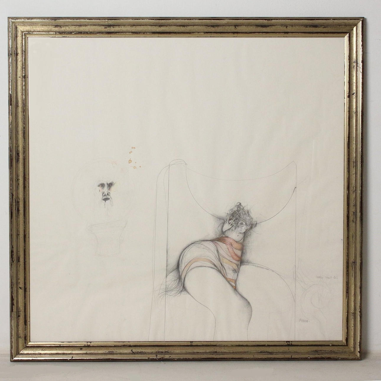 BRUNO BRUNI. 'Untitled, 'teckning, akvarell, krita.