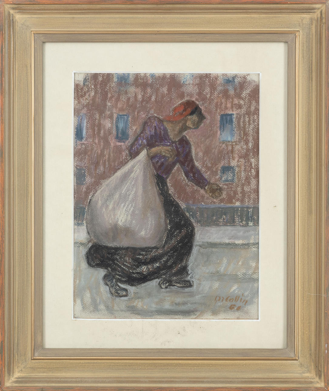 MARCUS COLLIN. Burden, signed and dated -60, pastel painting.