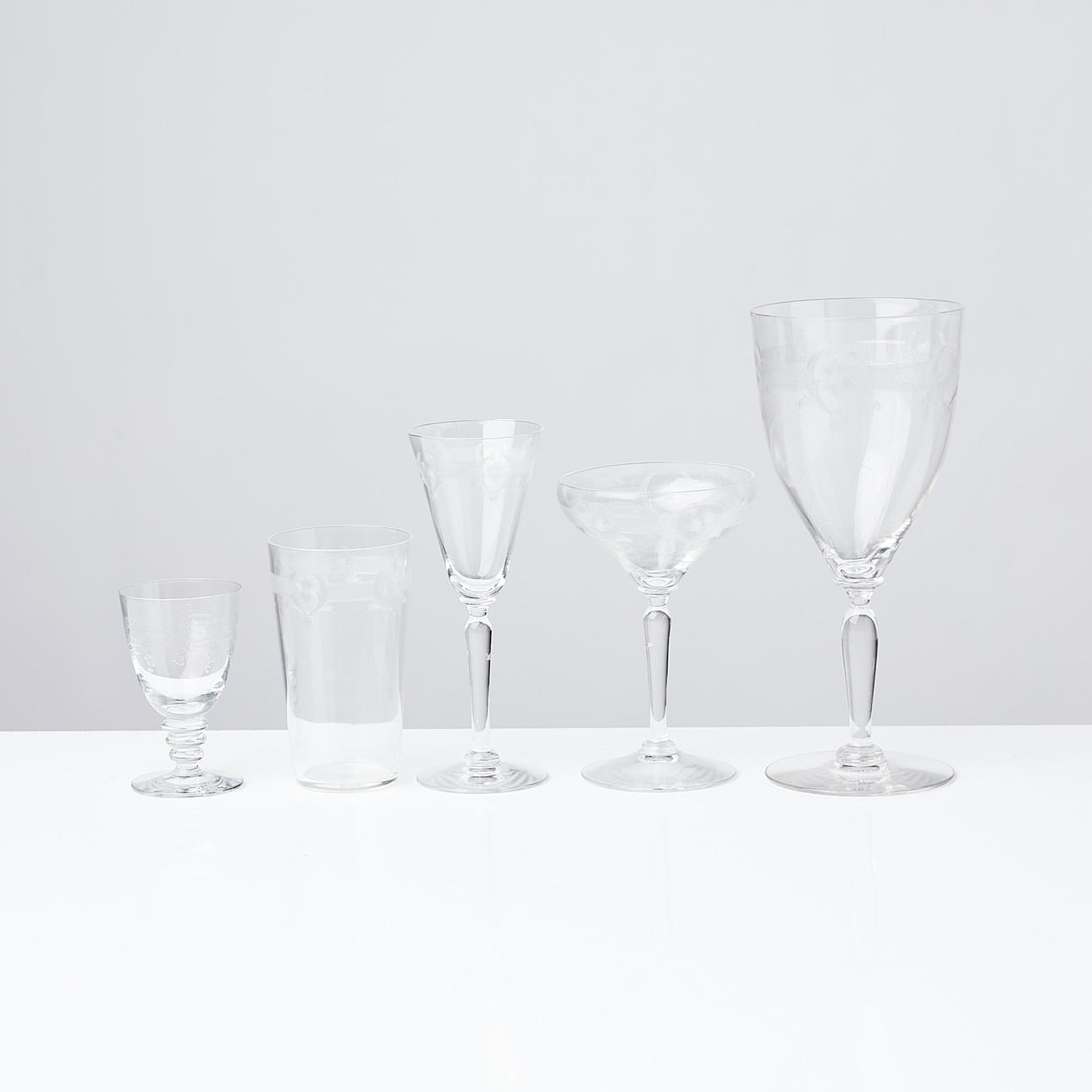 GLASSWARE, 35 pieces, glass, with star and check pattern decoration ...