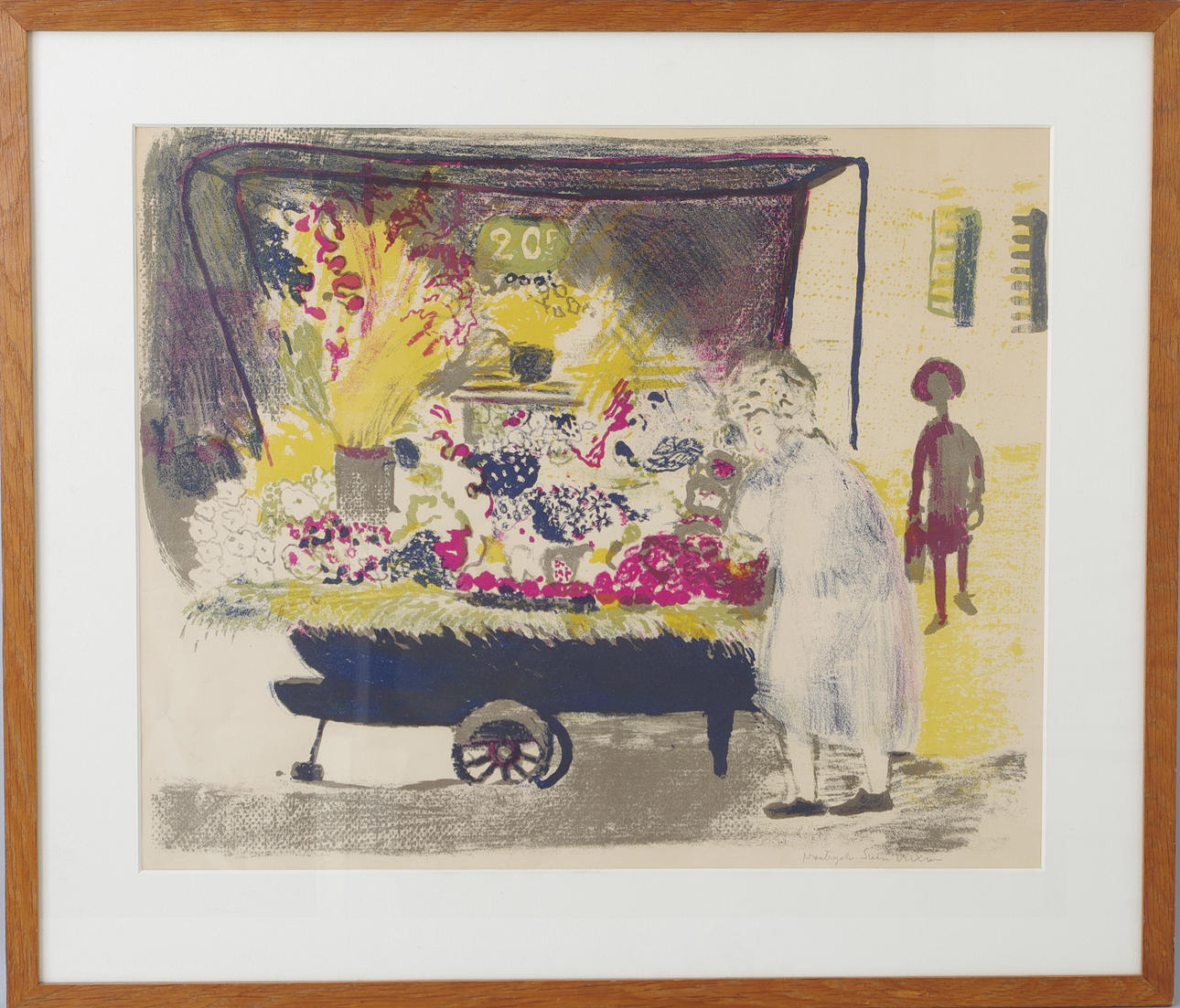 SVEN ERIXSON. Blomsterförsäljerska, färglitografi, signerad.