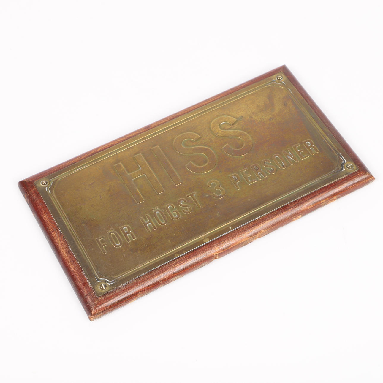 VÆGSKILTE, messing, "LIFT til max 3 personer".