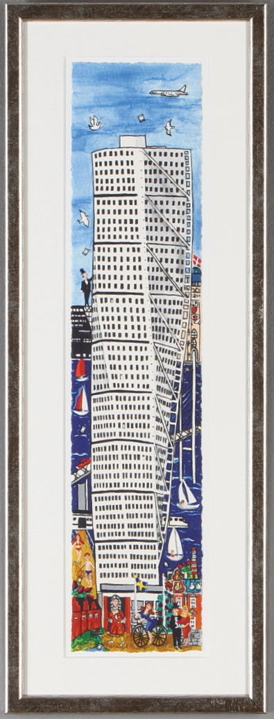 GUNILLA MANN. "Turning Malmö", litografi, signerad samt numrerad.