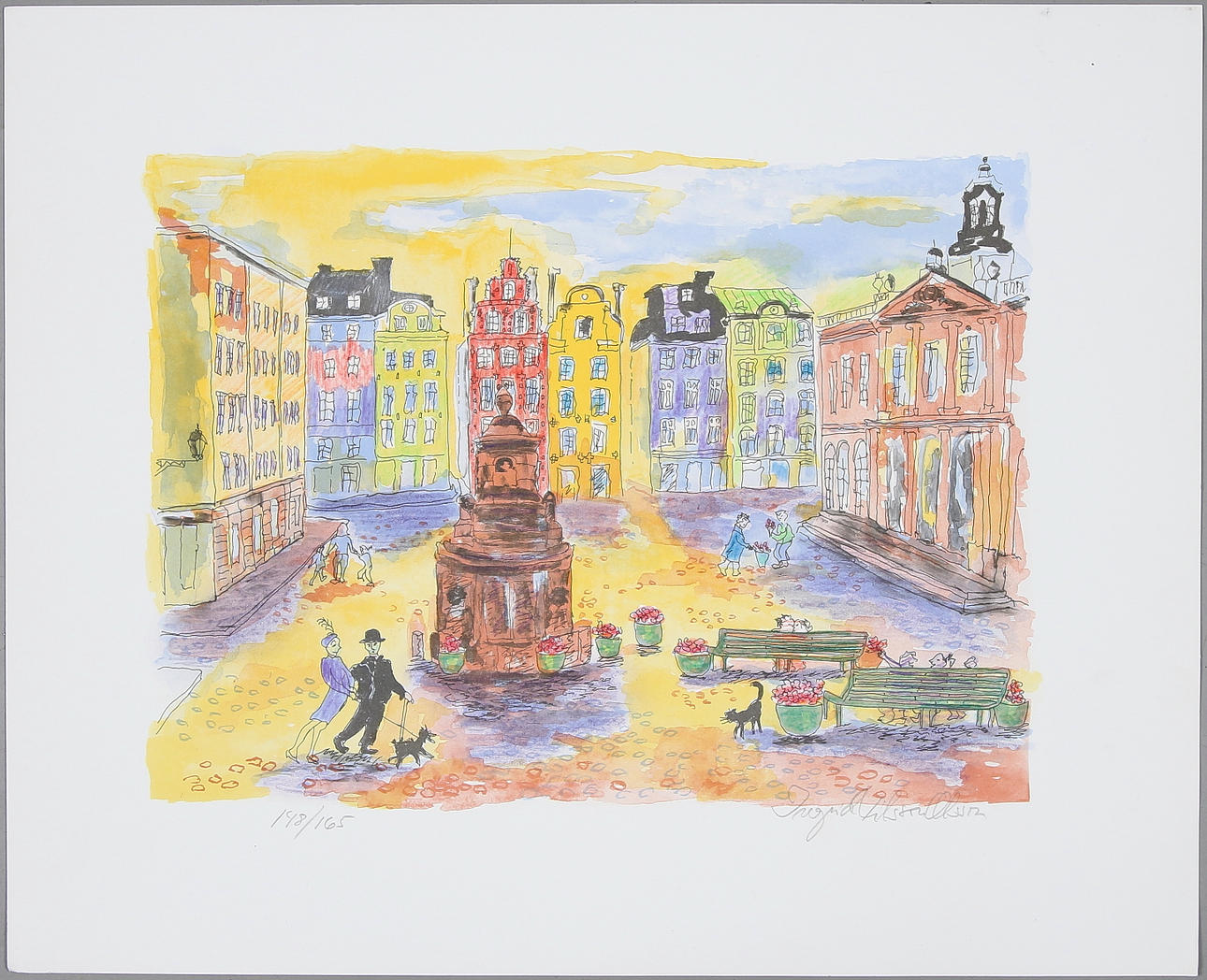 INGRID NILSSON OLSSON. Färglitografi, (blad), signerad och numrerad 148/165.