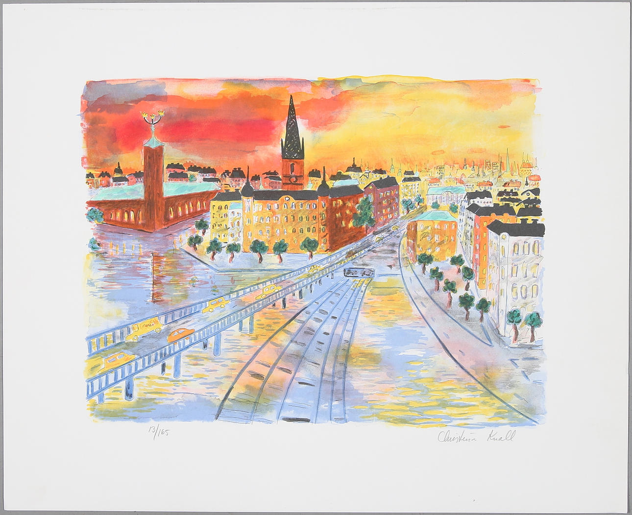 CHRISTINA KNALL. Litografi, (blad), signerad och numrerad 13/165.