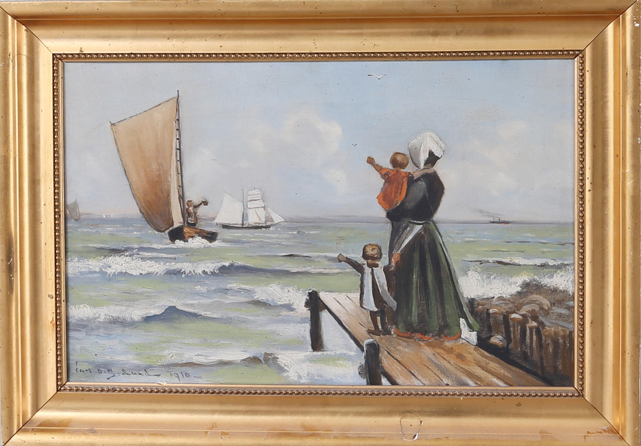 CARL LUND. Faderns hemkomst, olja på duk, signerad o daterad Carl Lund - 1910.