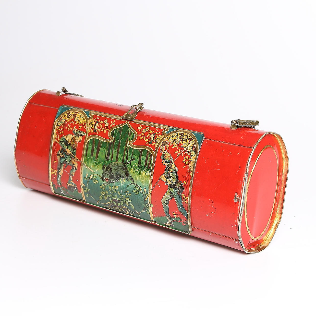 PLÅTVÄSKA / VÄXTBEHÅLLARE för HERBARIUM, litograferad plåt, 18/1900-tal.