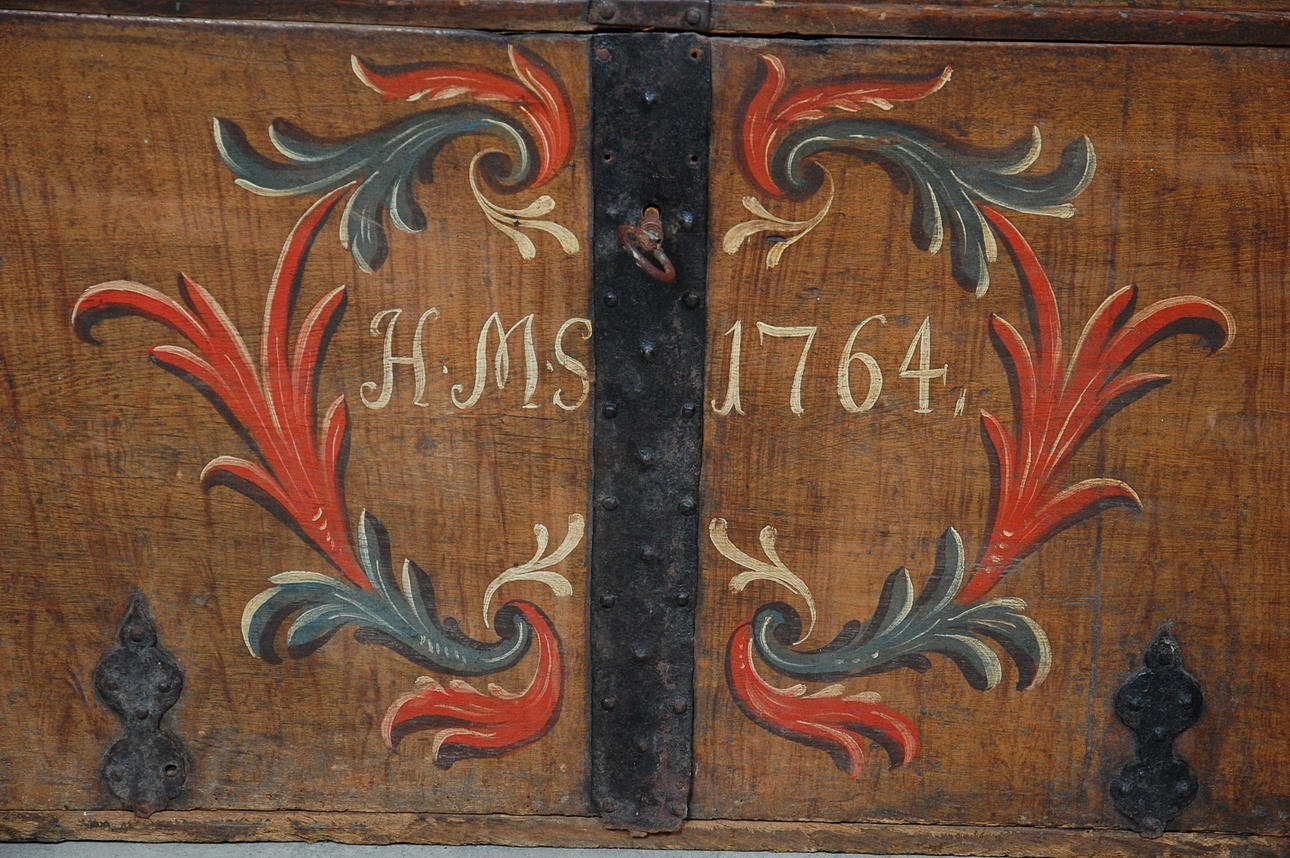 KISTA, Ravlunda, Österlen, originalmålad, målad av kyrkomålaren,Torsten Wennerberg, märkt HMS 1764.