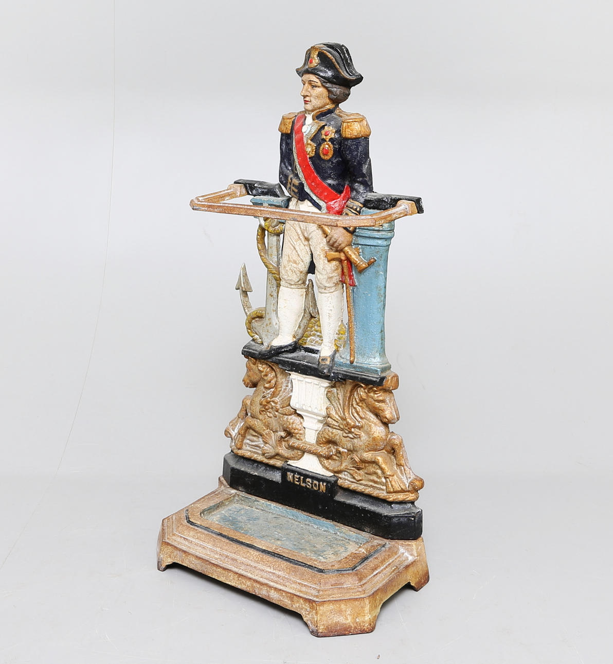 KÄPPSTÄLL, motiv Amiral Lord Nelson, gjutjärn, 1800-tal.