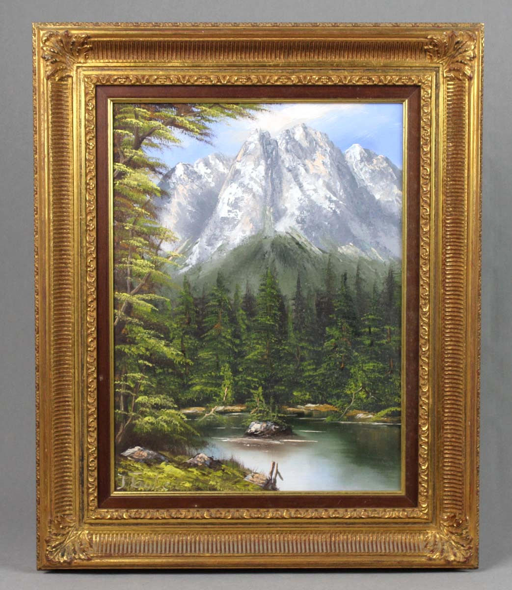 Ölgemälde, Badersee, signiert Taubert mit Urkunde.