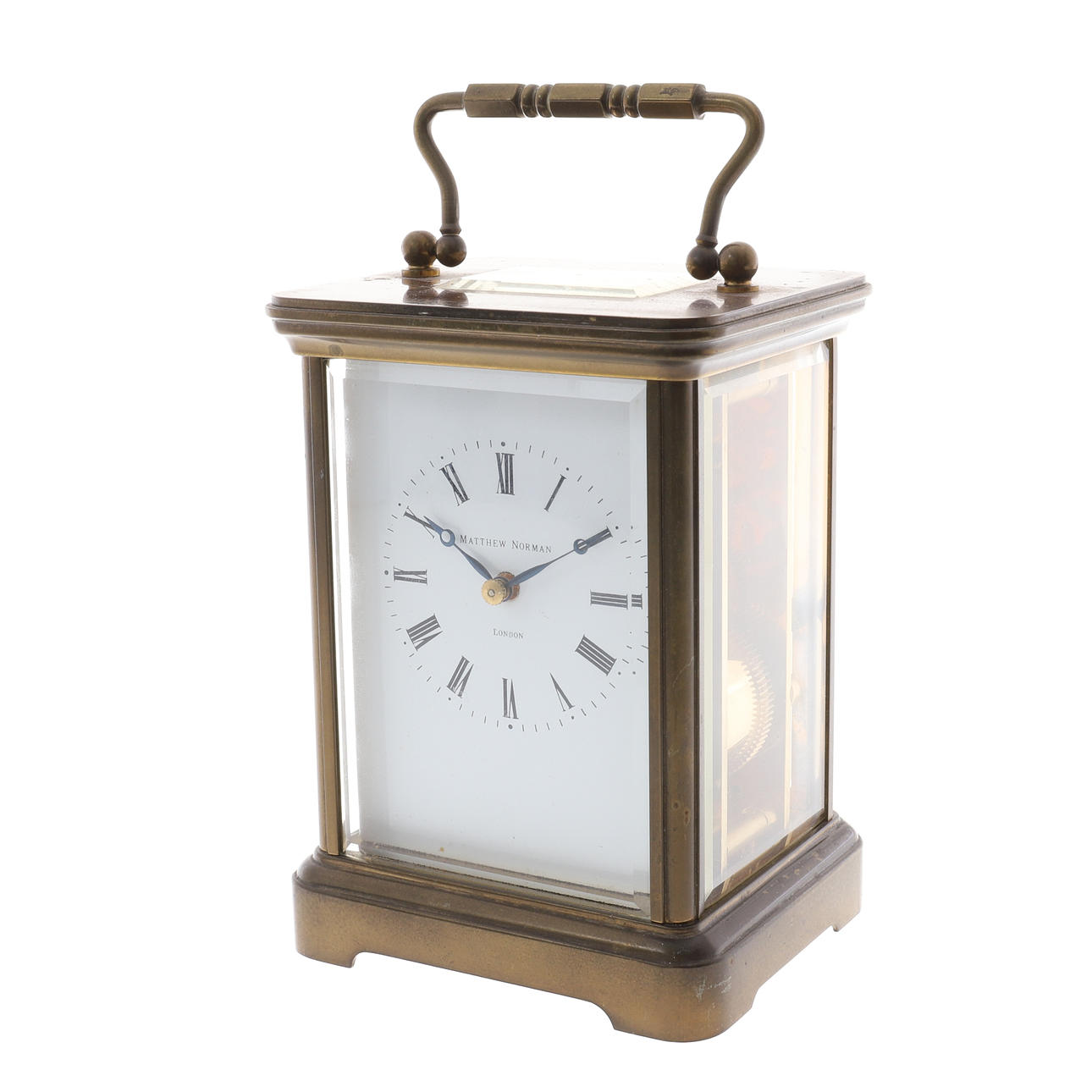 MATTHEW NORMAN. A LARGE BRASS CASED CARRIAGE TIMEPIECE.