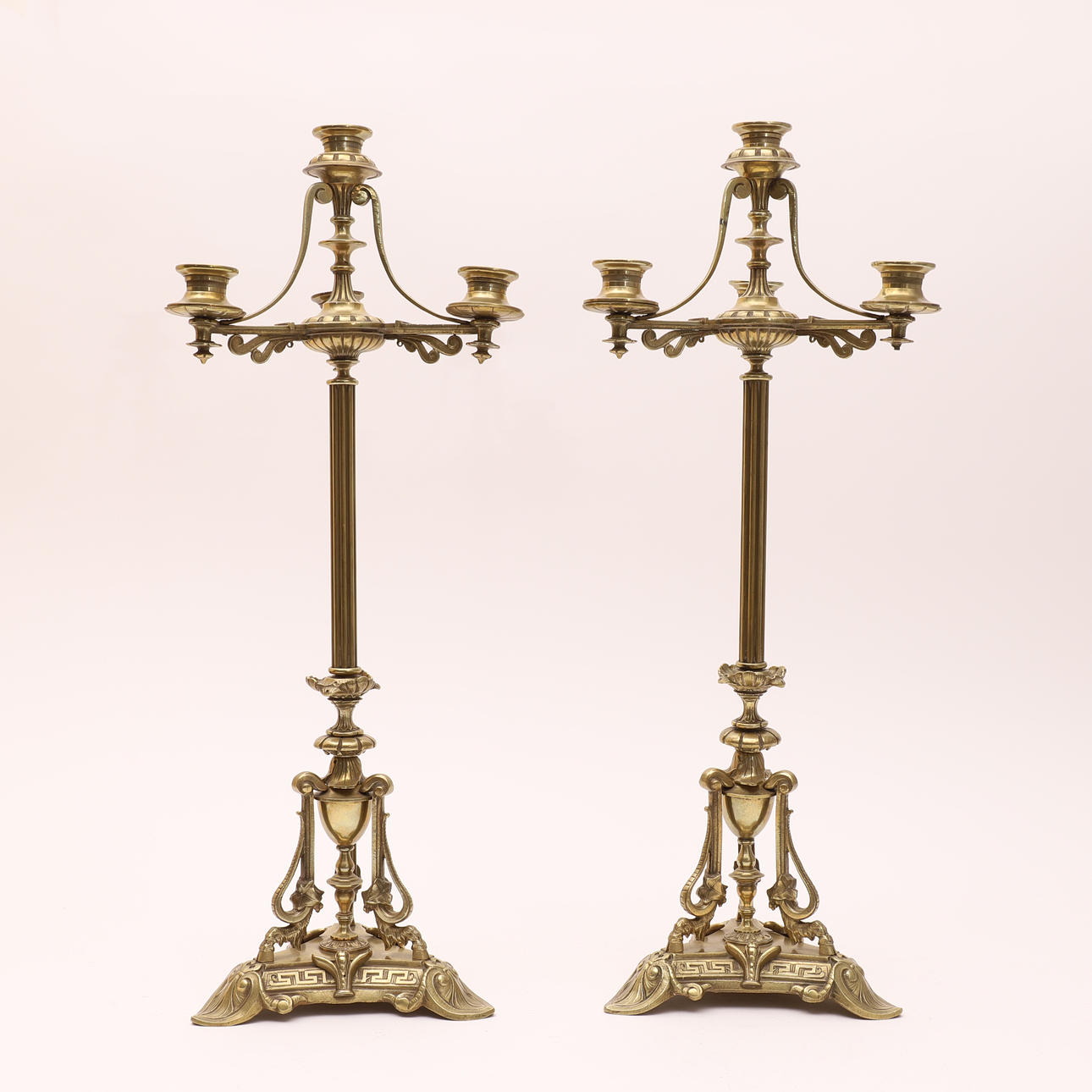 CANDLE HOLDERS, couple, bronze, Alphonsine period.