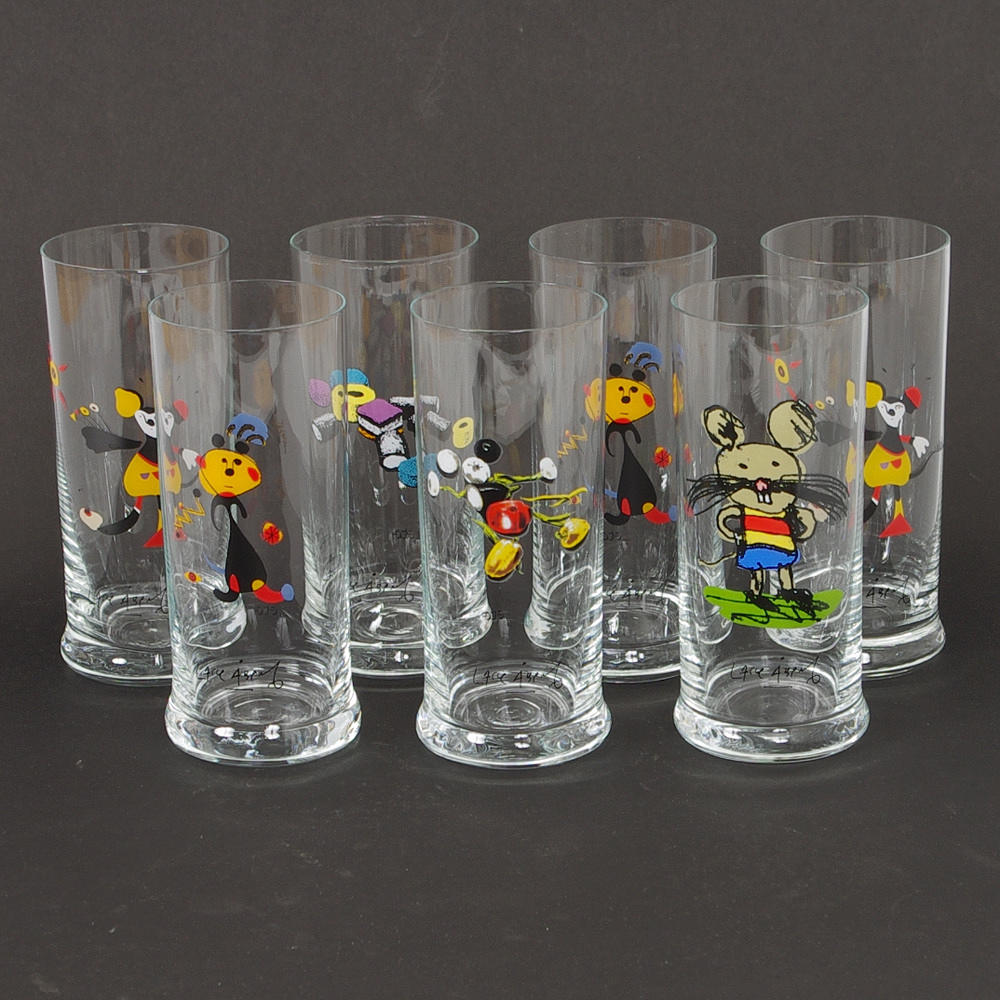 GLAS, 9 stycken, dekor av Lasse Åberg, Etcetera.