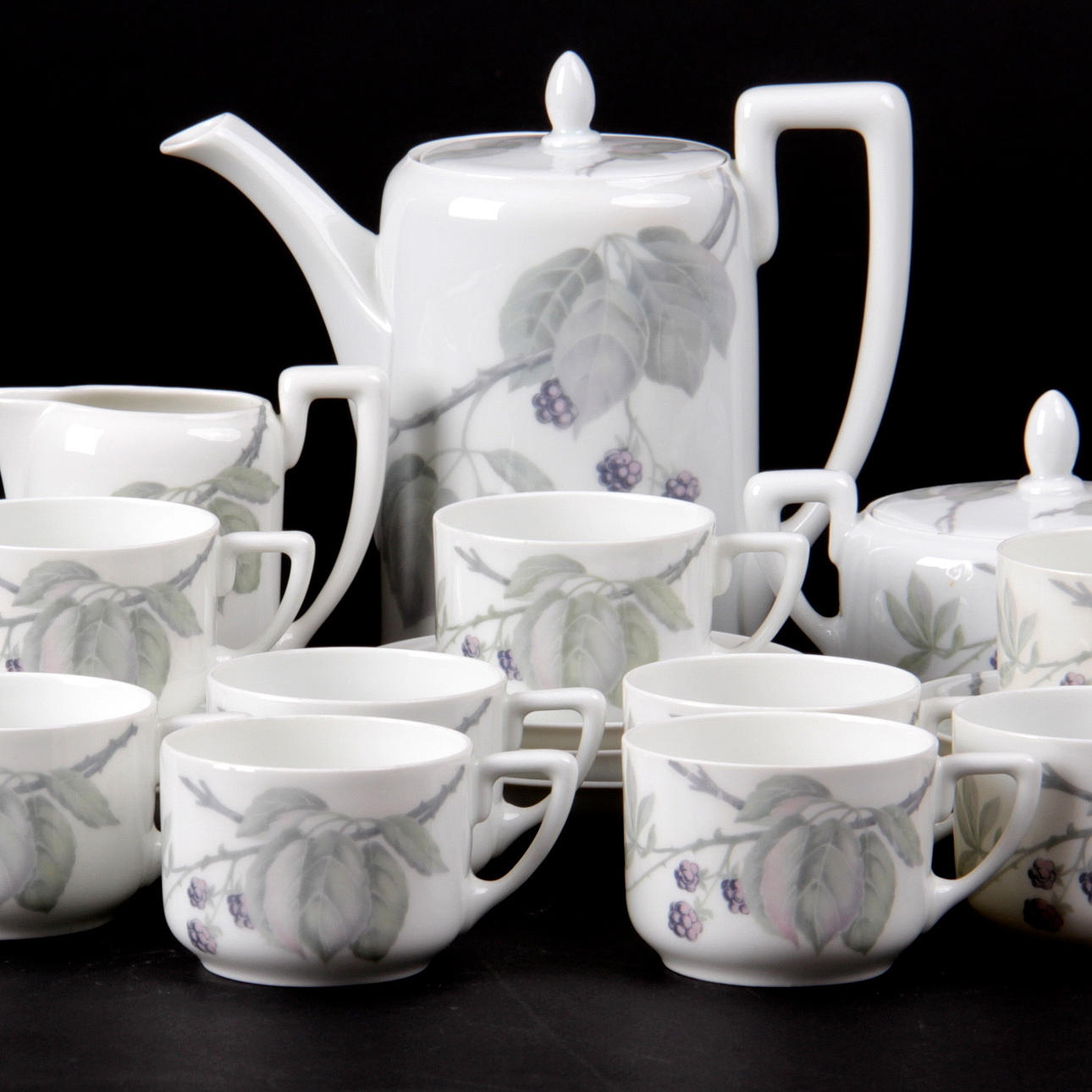 KAFFESERVIS, 21 delar, porslin, "Maria björnbär" Rosenthal.