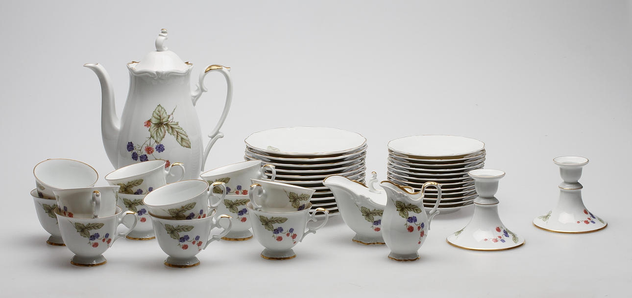 KAFFESERVIS, 28 delar, porslin, Hackefors.