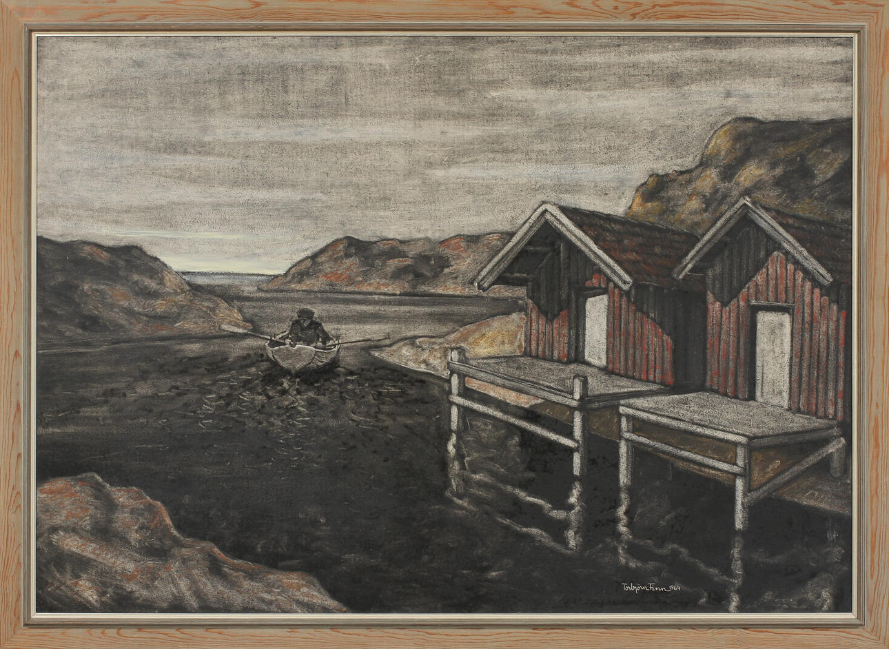 TORBJÖRN FINN. Västkustmotiv, olja på pannå, signerad och daterad 1964.