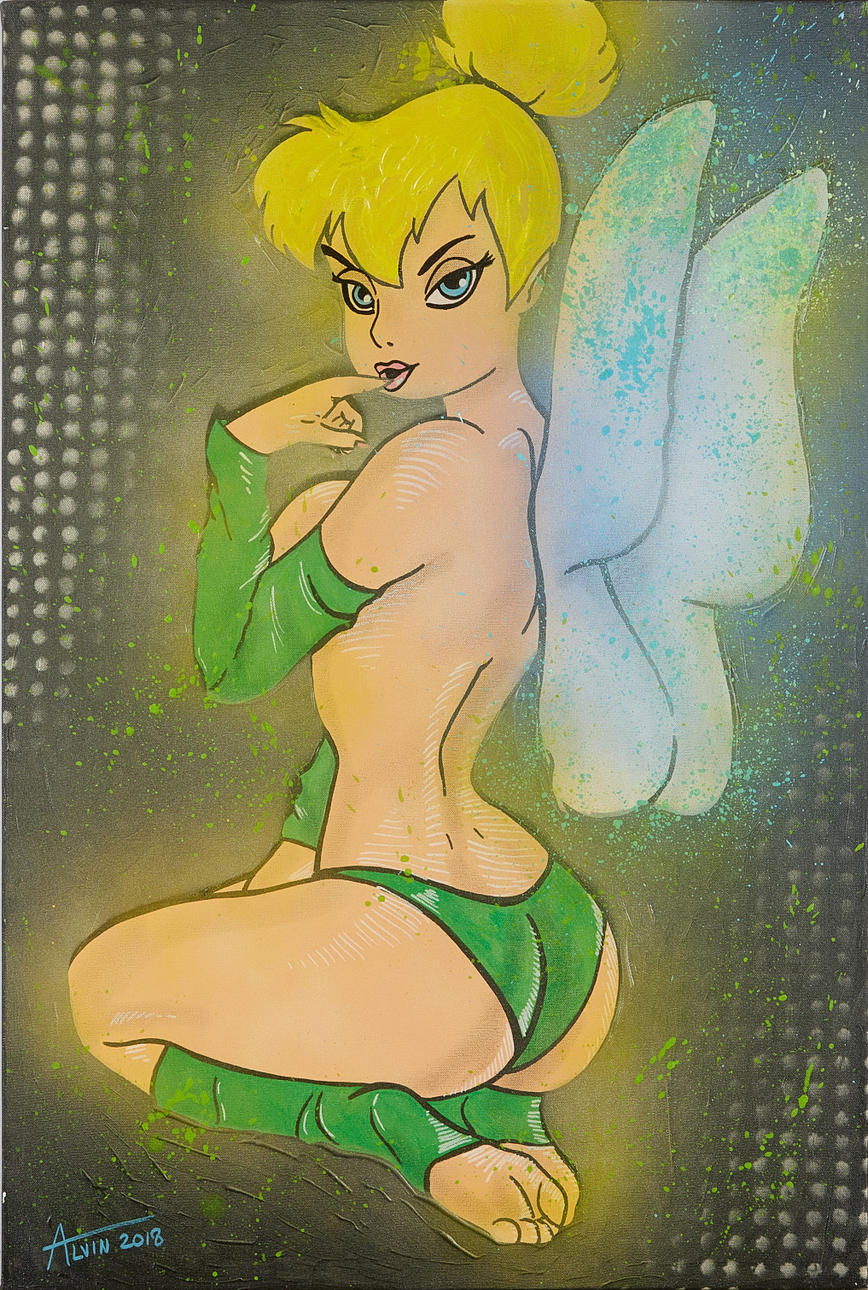 ALVIN SILVRANT. "Seductive tink", spray paint and acrylic on canvas, signed and dated 2018.