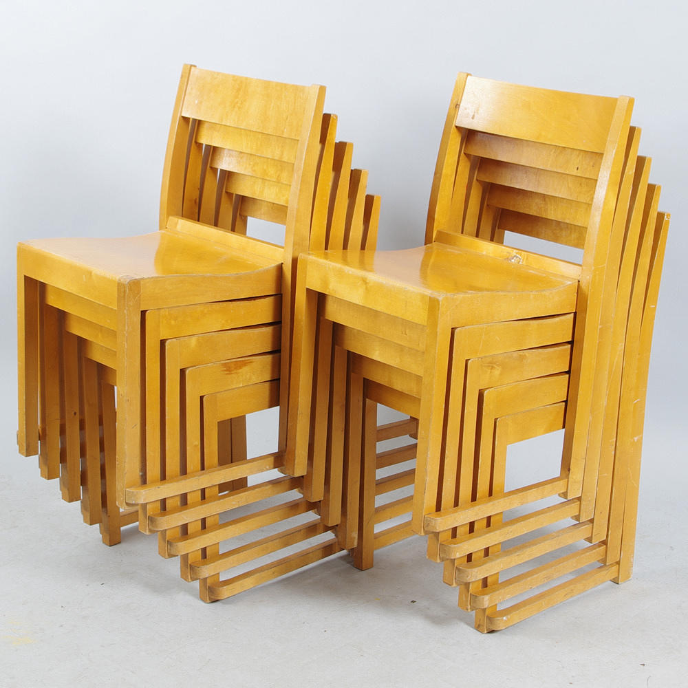 STOLAR, 10 stycken, "Orkesterstolen", Sven Markelius, 1900-talets mitt.