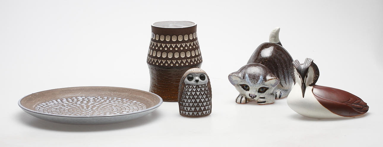 KERAMIK, 5 delar, Upsala Ekeby, Nittsjö, Gustavsberg.