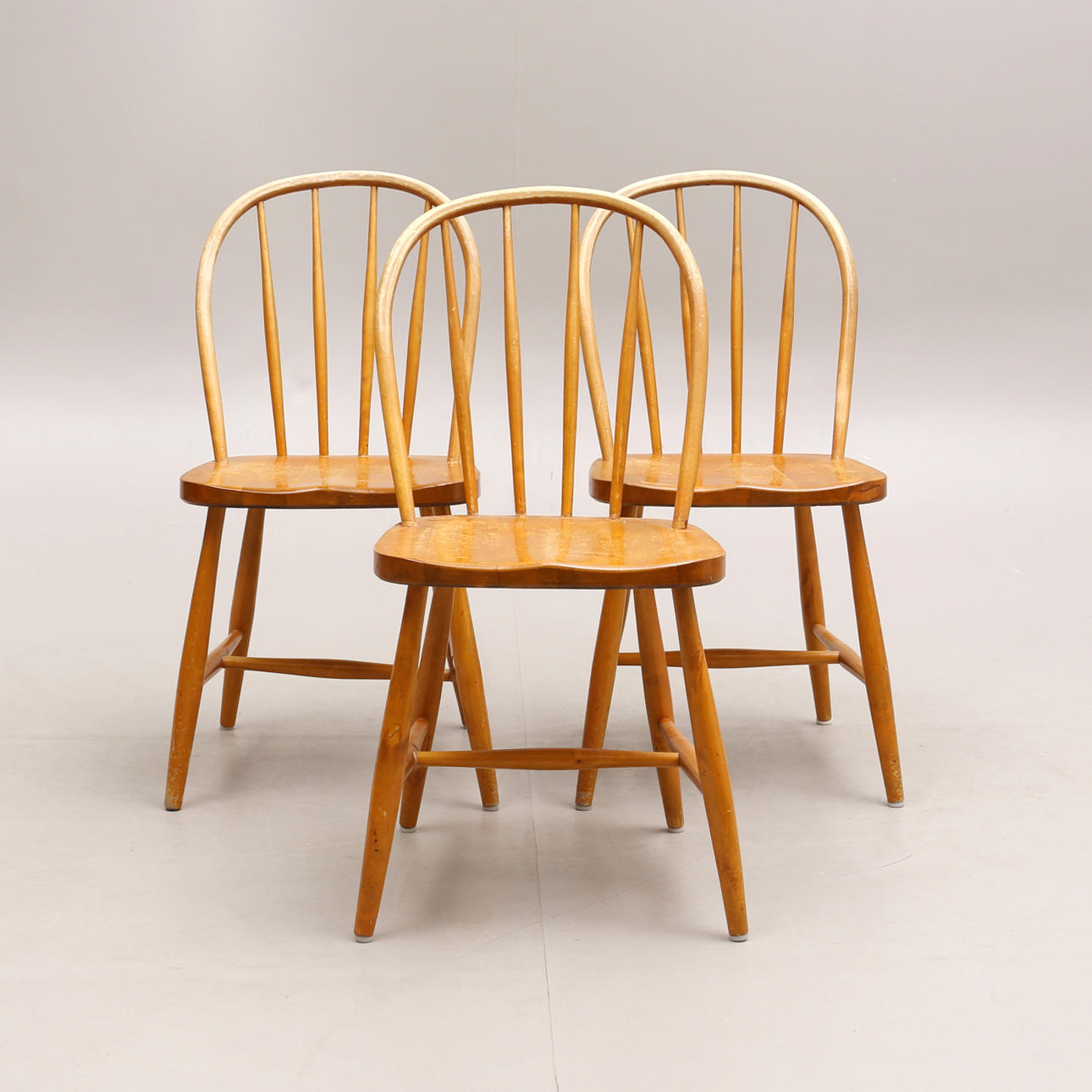 CANN STOLE, 3 stk, skålsæde, 1900 tallet.