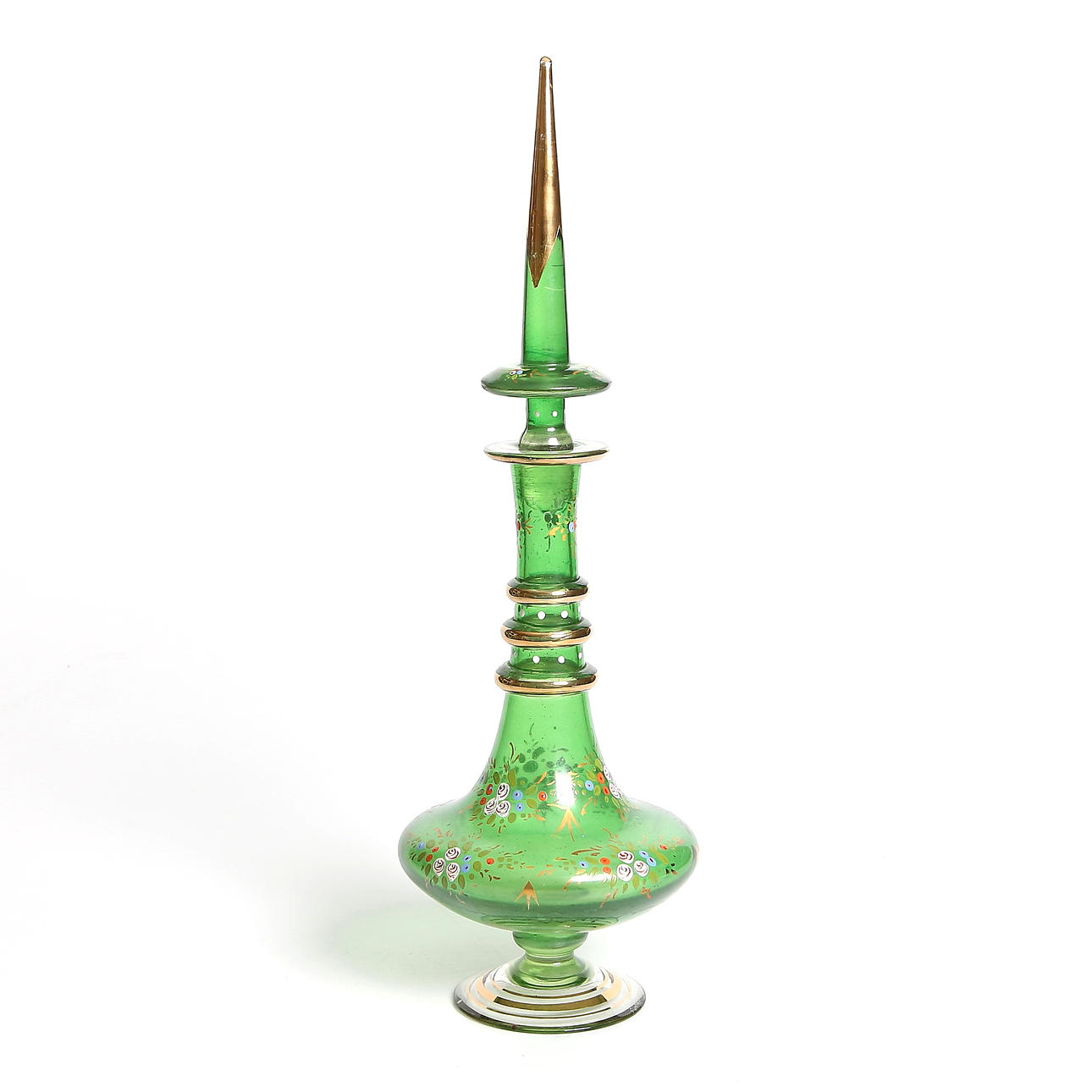 KARAFF, glas med emaljdekor samt guld, Böhmisk, 1900-tal.