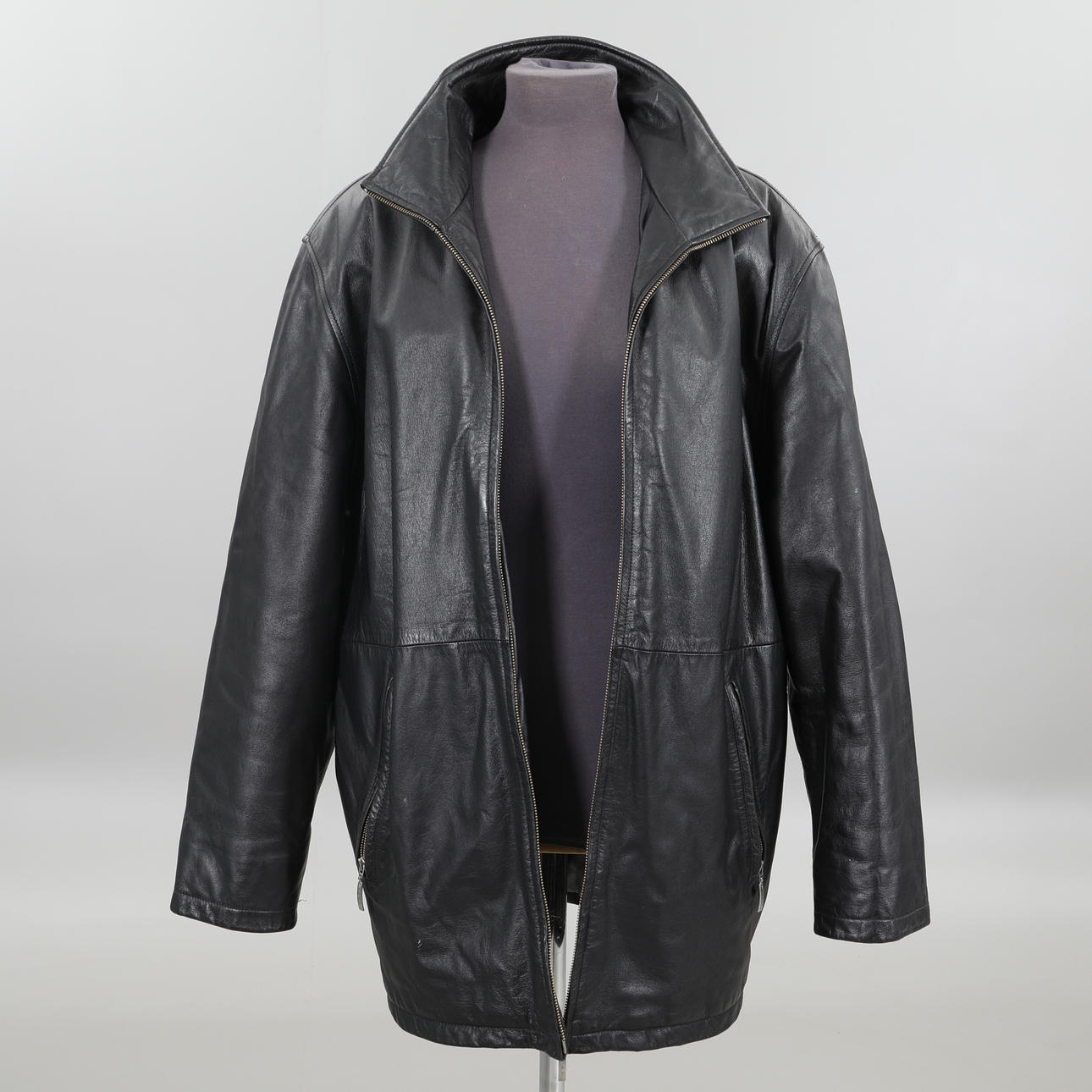 LEATHER JACKET, Black, Steel.