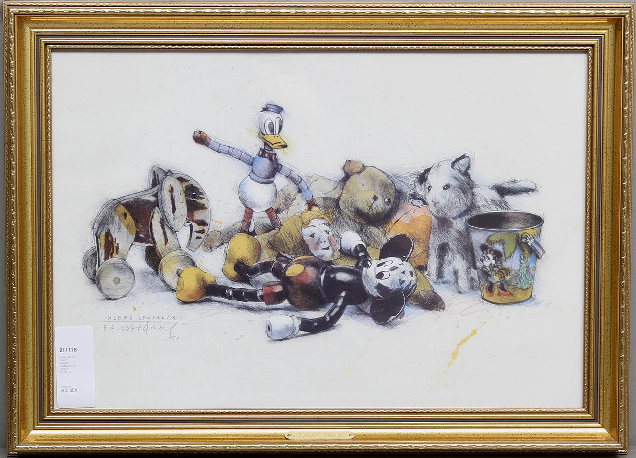 LASSE ÅBERG. "Ingers leksaker", Färglitografi, EA, signerad i trycket.