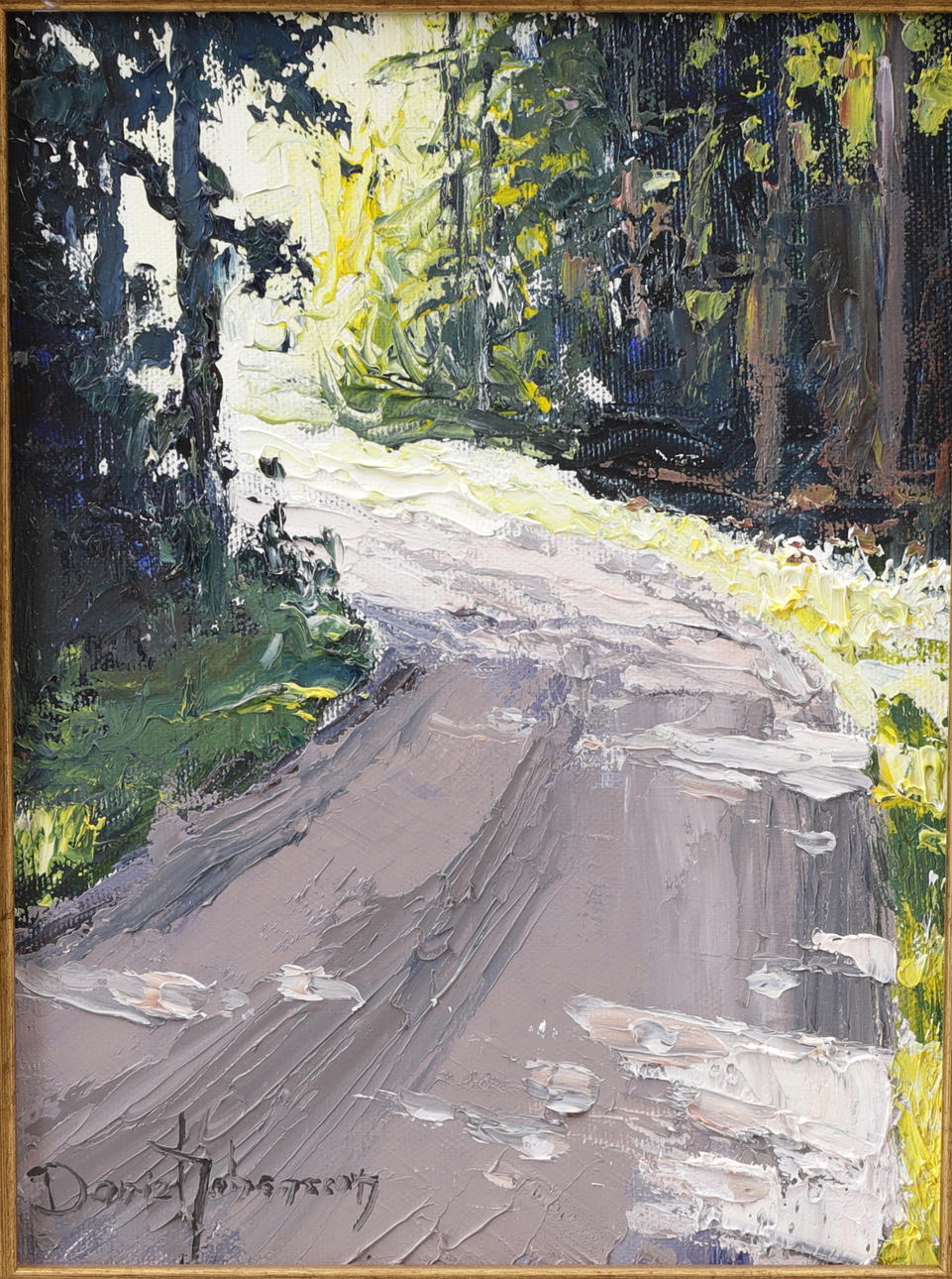 DANIEL JOHANSSON. Oil on canvas, forest road, signed.