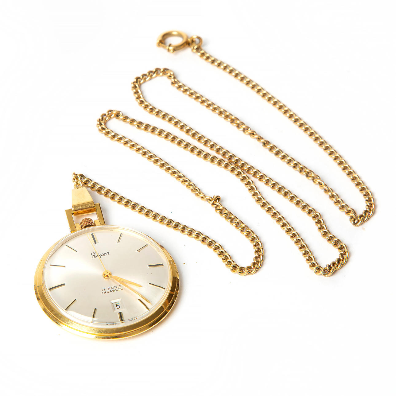 EIGER, pocket watch and watch chain.