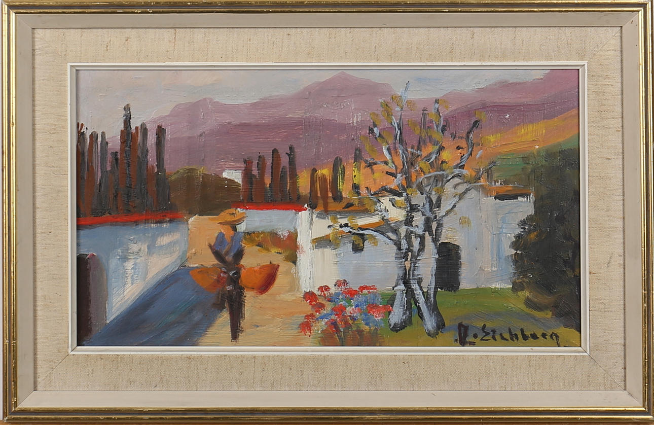 JACK EICHBORN. Bygata i Sydamerika. Olja på pannå. Signerad R Eichborn.