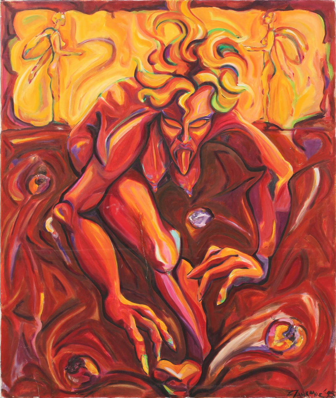 ZANKOVIC. Figurkomposition, olja på duk, signerad och daterad -95.