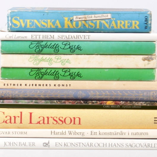 BÖCKER, 12 st. Om svenska konstnärer, delvis John Bauer, Carl Larsson.