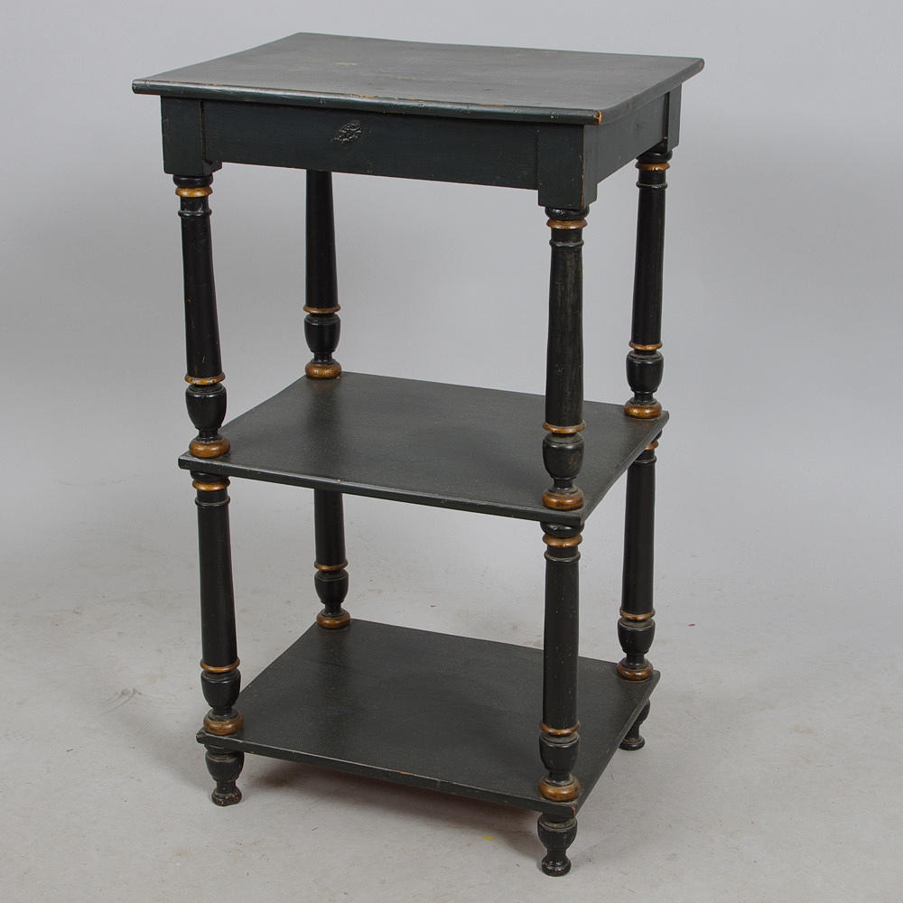 BLOMSTERBORD, svartmålat med bronseringar, sent 1800-tal.