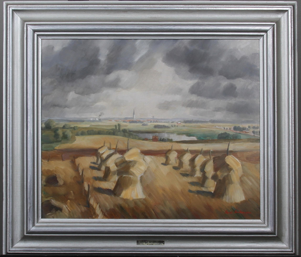 AXEL ANDERSSON. Utsikt över kagaslätten. Olja på pannå. Signerad.