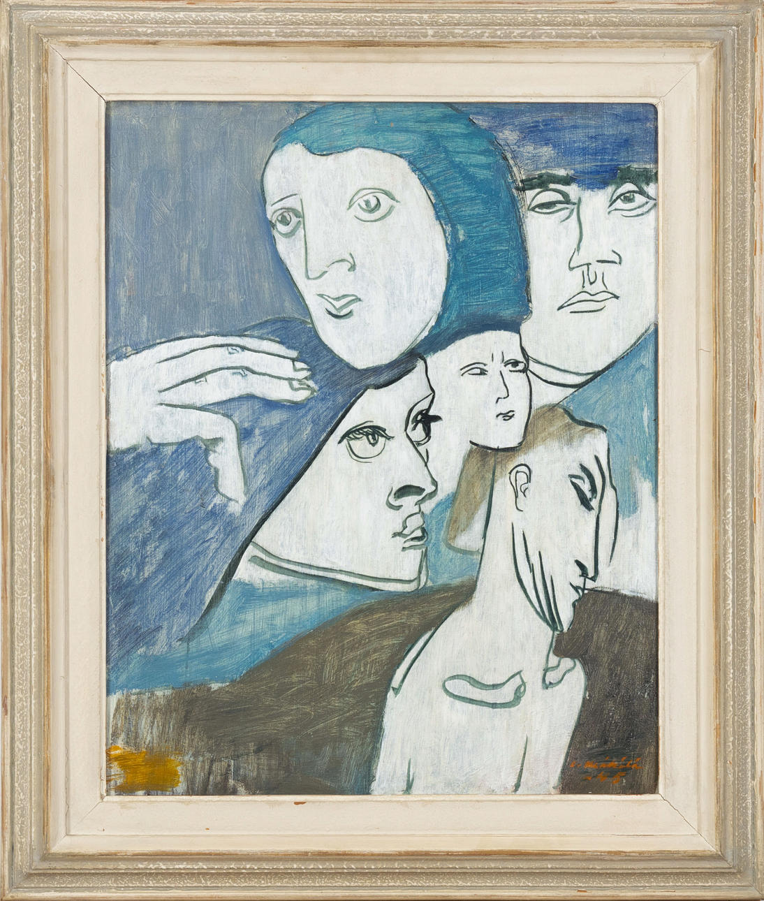 OTTO MÄKILÄ. "Apparition", signed and dated -45, oil on board.