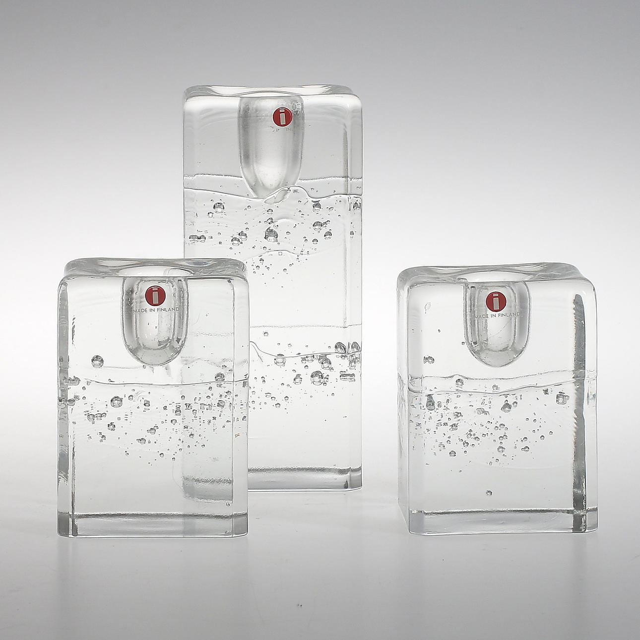 LJUSSTAKAR, 3 st, glas, "Arkipelago" , Timo Sarpaneva, Iittala, Finland.