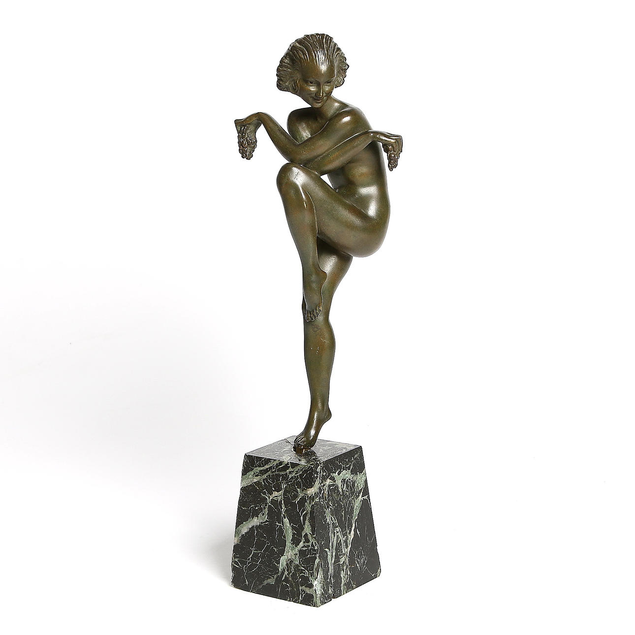 RAYMOND GUERBE. Skulptur, brons och marmor, Frankrike, ca 1925. Signerad och numrerad.