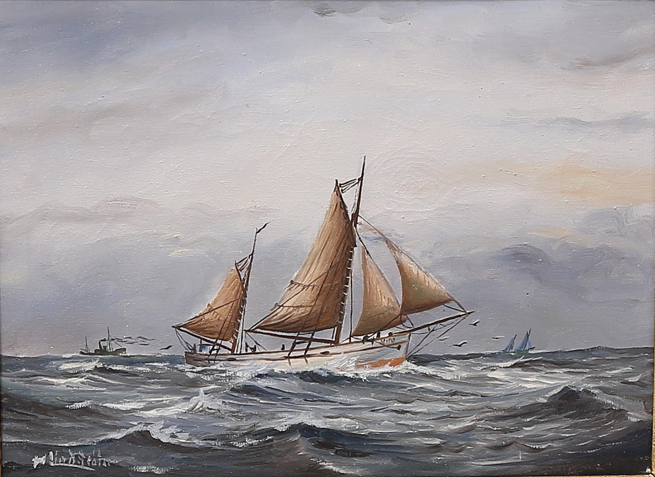 STURE HUBERT LINDSTRÖM. Ship, oil on canvas, signed.