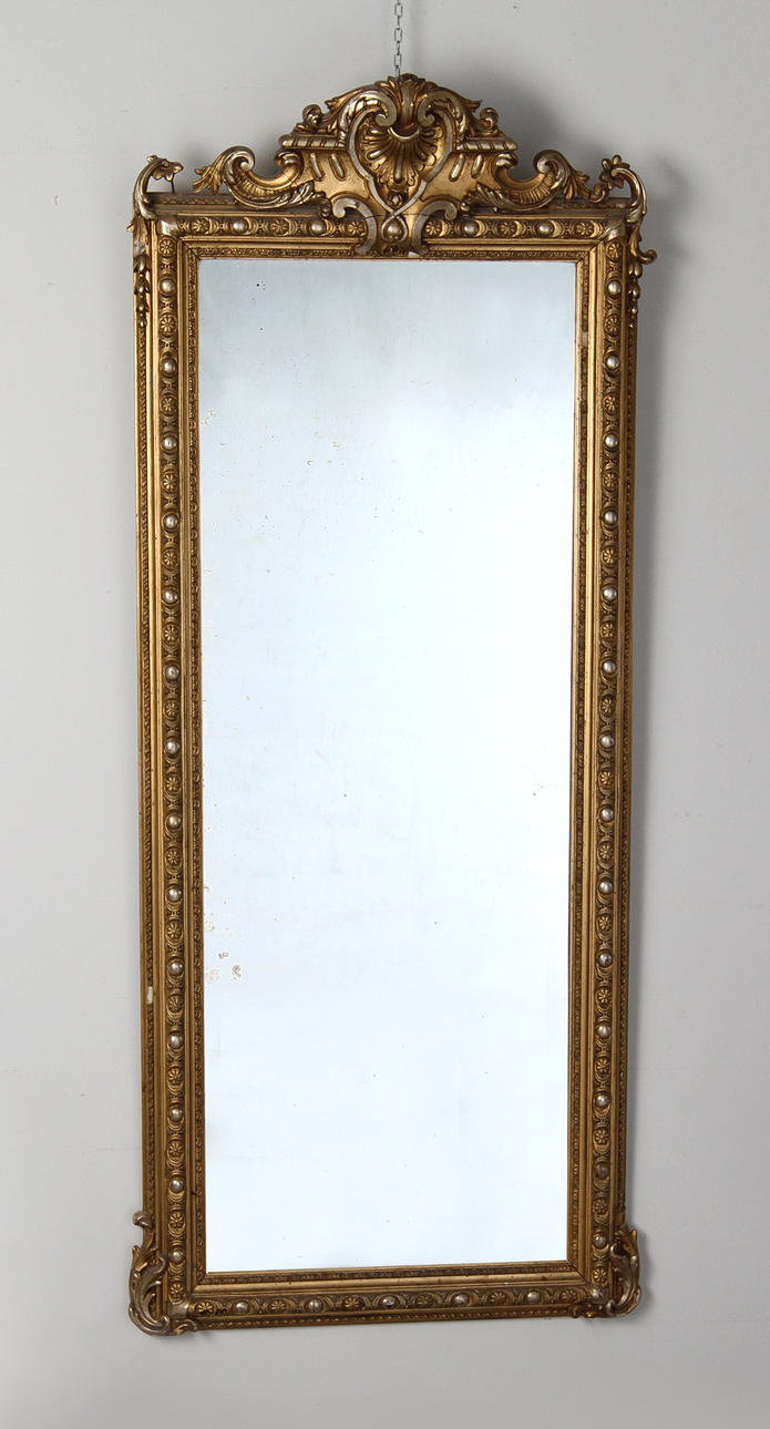 SPEGEL MED KONSOLBORD, förgylld och bronserad, 1800-talets slut.