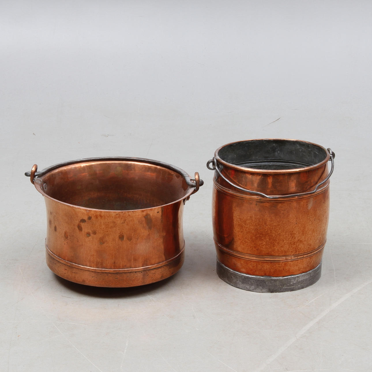 TUNNA/HINK samt GRYTA, koppar, 1800/1900-tal.