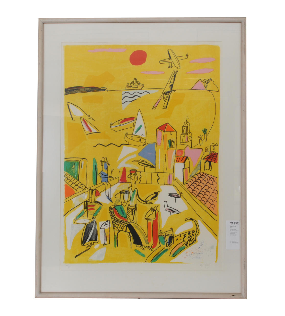 MADELEINE PYK. Färglitografi, figurkomposition, signerad och numrerad 42/150.