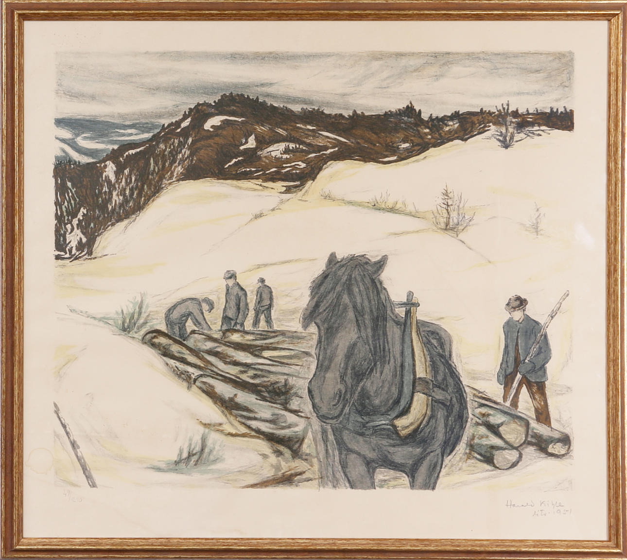 HARALD KIHLE. The workhorse, lithograph, signed and numbered.
